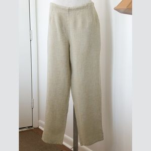 Women's M Flax Pants khaki olive tone Linen